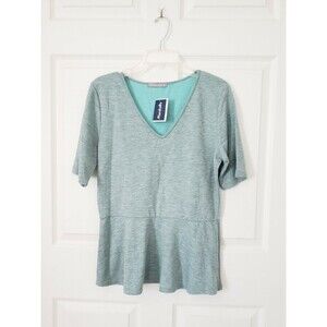 Olivia Moon Peplum Top Size Medium Gray Top Pre Owned Women Top